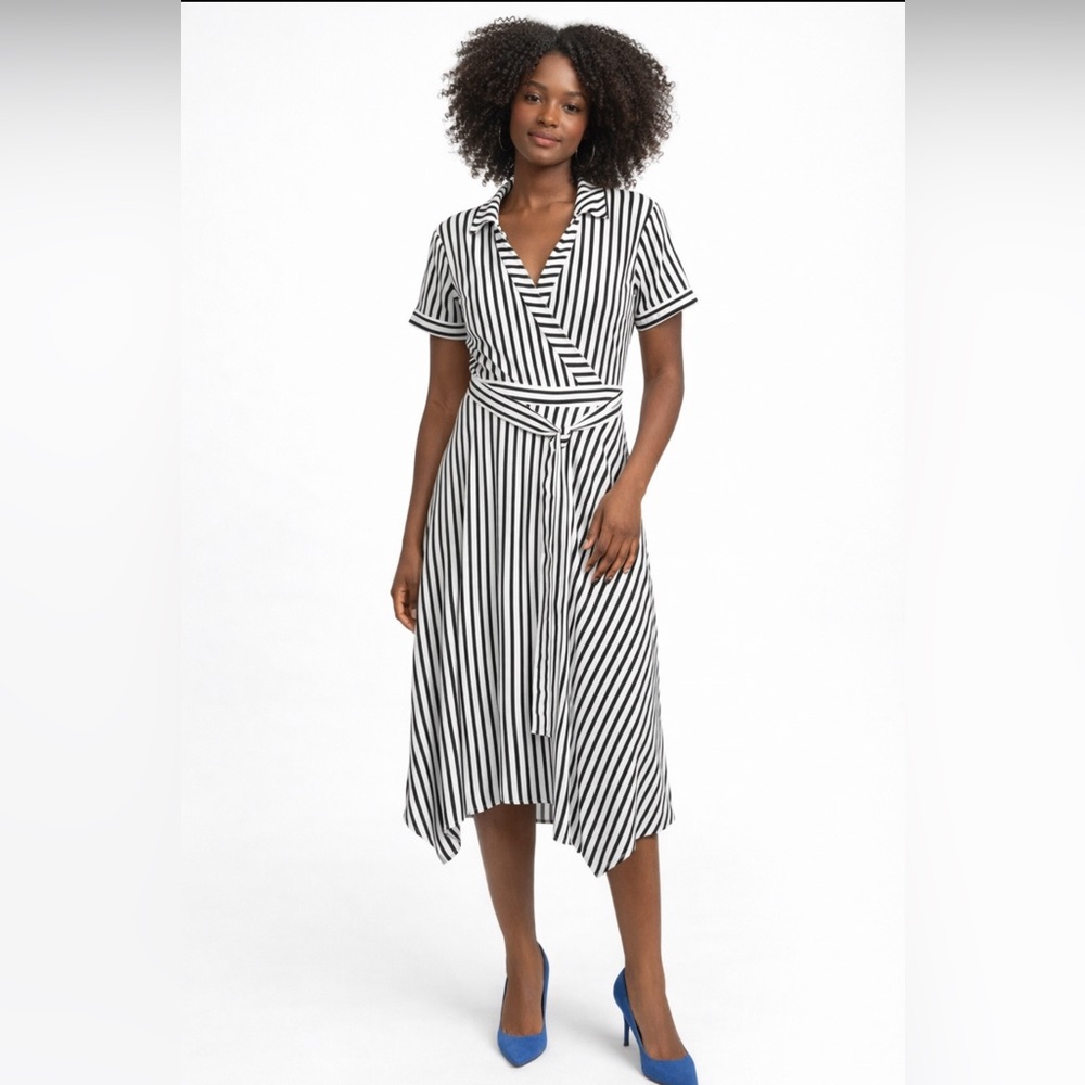 Karl Lagerfeld women striped Dress Size 16 NWT